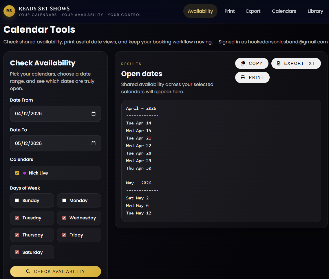 Ready Set Shows tool suite preview